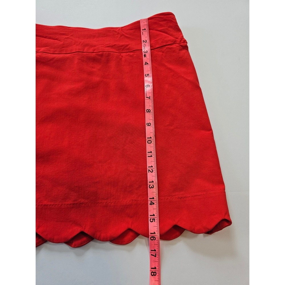 Scalloped Hem Skort 8 Coral Red A-Line Preppy Stretch Mini Skirt Hope & Harlow - Picture 3 of 7